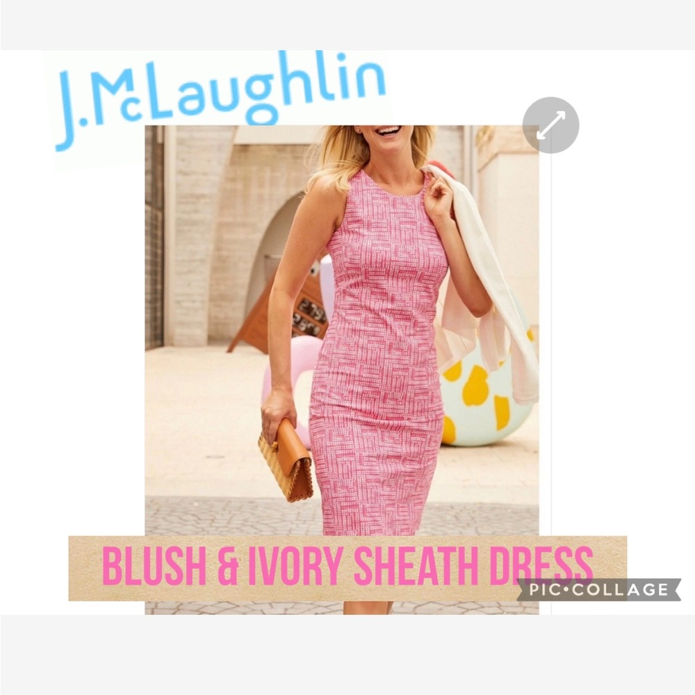 J. McLaughlin Blush & Ivory Midi sheath Dress/new condition